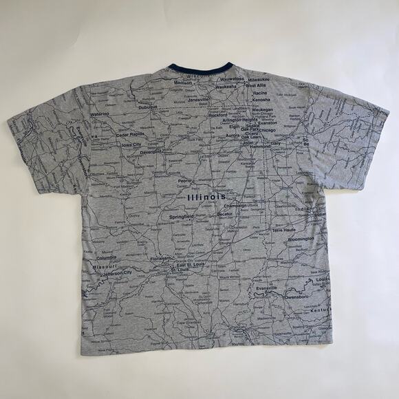 Illinois Home Sweet Home State of Mine Highway Map AOP Ringer T-shirt - Picture 4 of 4